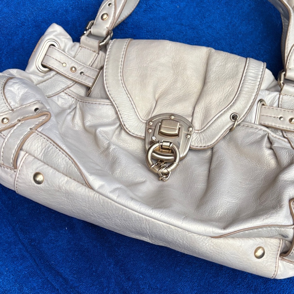 Cream Shoulder Bag with Soft Gathered Texture